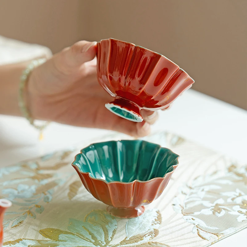 赞朴故宫红莲瓣茶杯花口杯主人杯品茗杯喝茶杯单个杯女士专用茶具