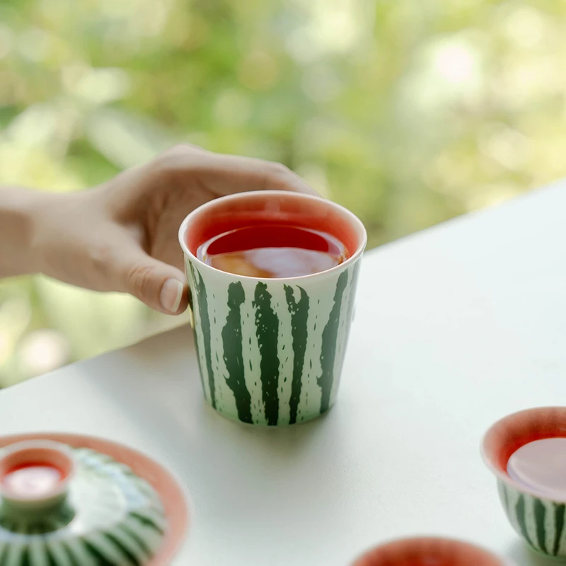赞朴创意西瓜陶瓷茶杯主人杯家用功夫茶具品茗杯个人专用茶杯简约