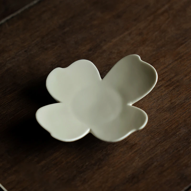 赞朴草木灰花边静叶杯垫陶瓷茶托家用茶杯隔热垫杯托功夫茶道配件