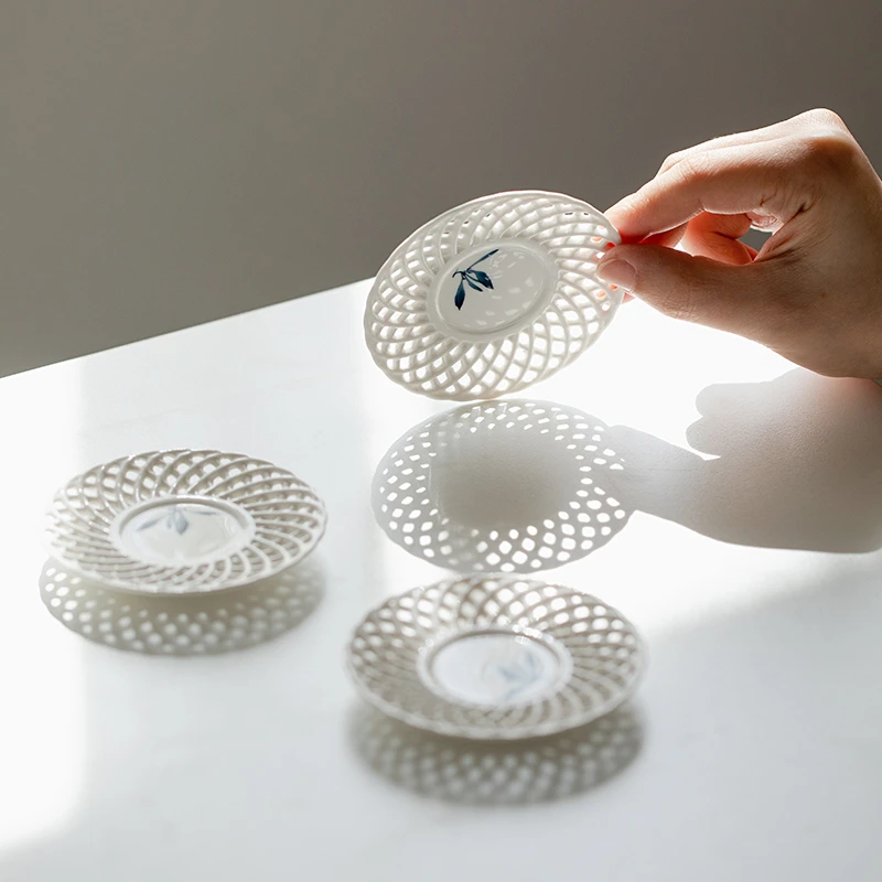 纯手绘蝴蝶兰花杯垫茶杯托防烫茶托隔热茶垫陶瓷杯碟杯托茶具