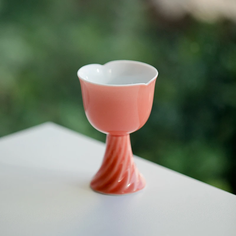 赞朴豆青色炫纹功夫茶杯主人杯陶瓷单杯品茗杯高脚闻香杯喝茶杯