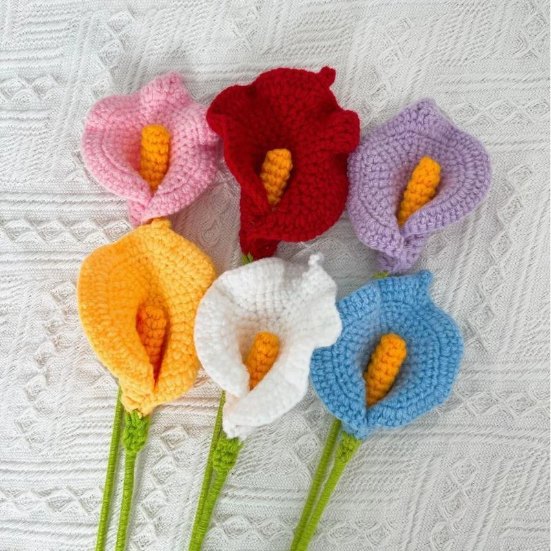 马蹄莲创意diy毛线花手工钩织成品批发单朵花束永生花小众礼物