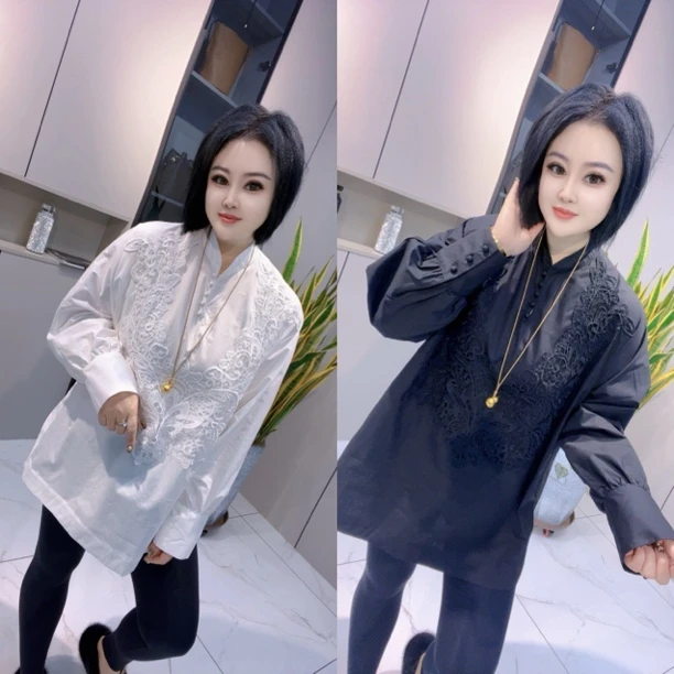 【娟姐精选】6697欧货拼接蕾丝时尚寸领衬衫
