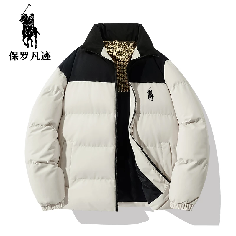 保罗凡迹拼色棉服冬季保暖加厚防寒面包服男女同款宽松立领御寒