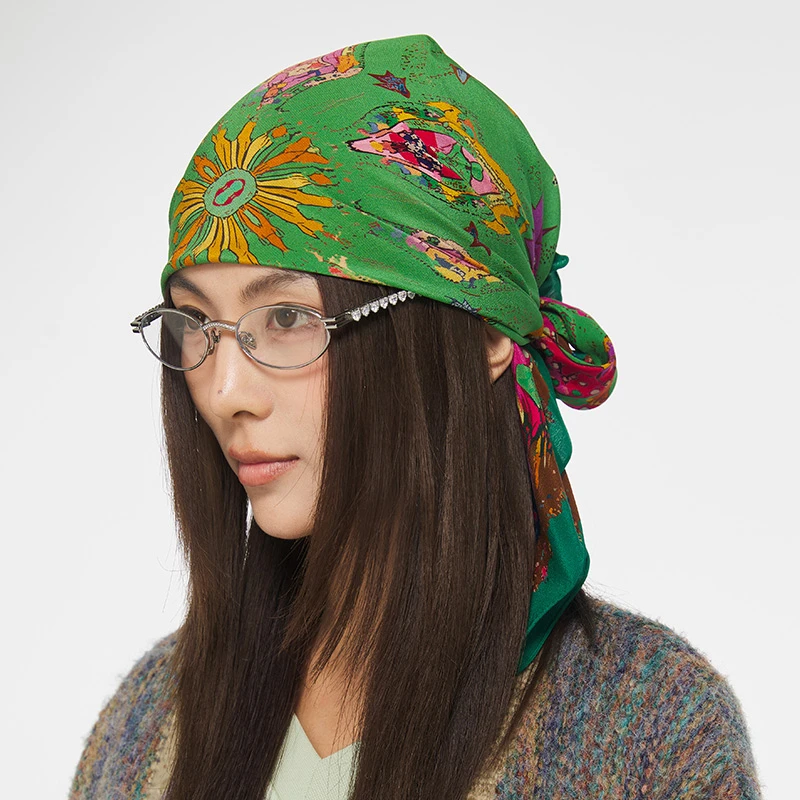 DNT/韩火火 原创设计潮牌斜纹法式浪漫复古双面印花丝巾秋冬送礼