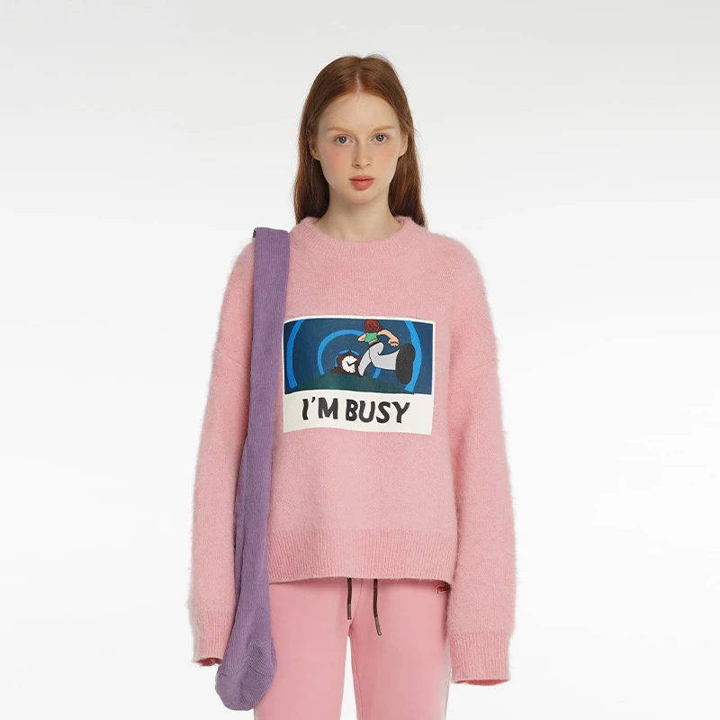 TIPSEVEN 原创设计创意搞怪字母图案圆领毛衣宽松休闲厚实秋冬新
