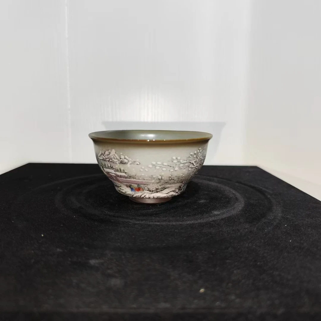 A150花瓶花器江山雪景杯