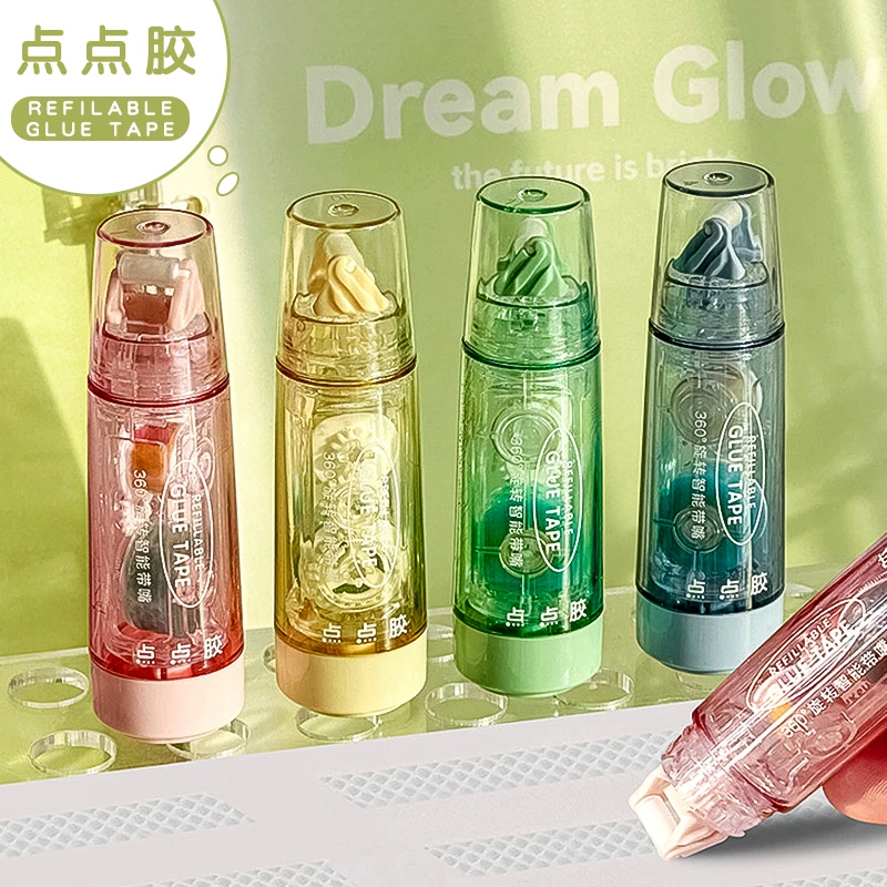 ins日系可爱小胖丁点点胶高粘度透明学生用手帐错题胶可换替芯