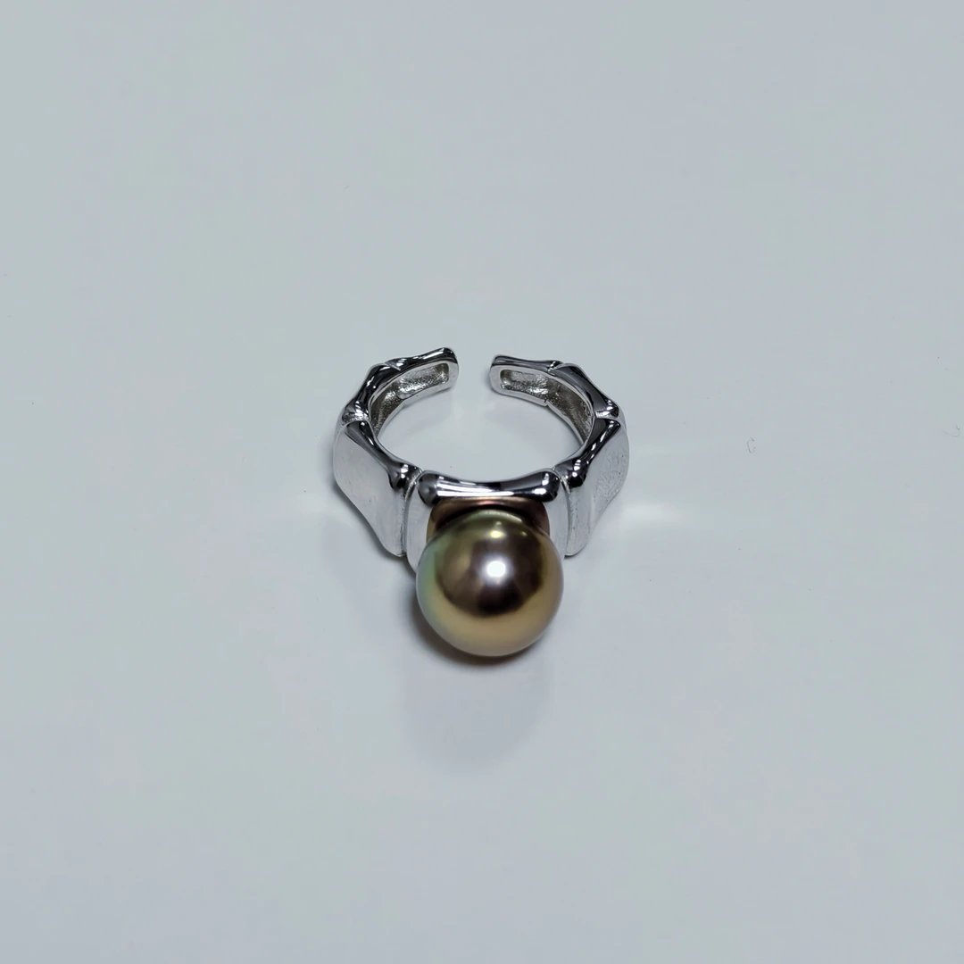 【诺诺甄选】极光稀有枯野玫瑰色珍珠高级质感戒指/11-12mm/s925银