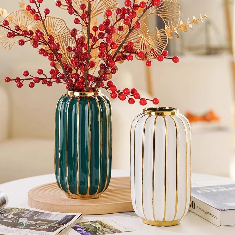 陶瓷创意简约现代客厅鲜花电镀轻奢高档花器插花摆件欧式水培花瓶