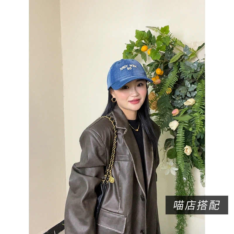 牛仔棒球帽韩系字母休闲百搭日常鸭舌帽经典耐看男女同款帽子美式