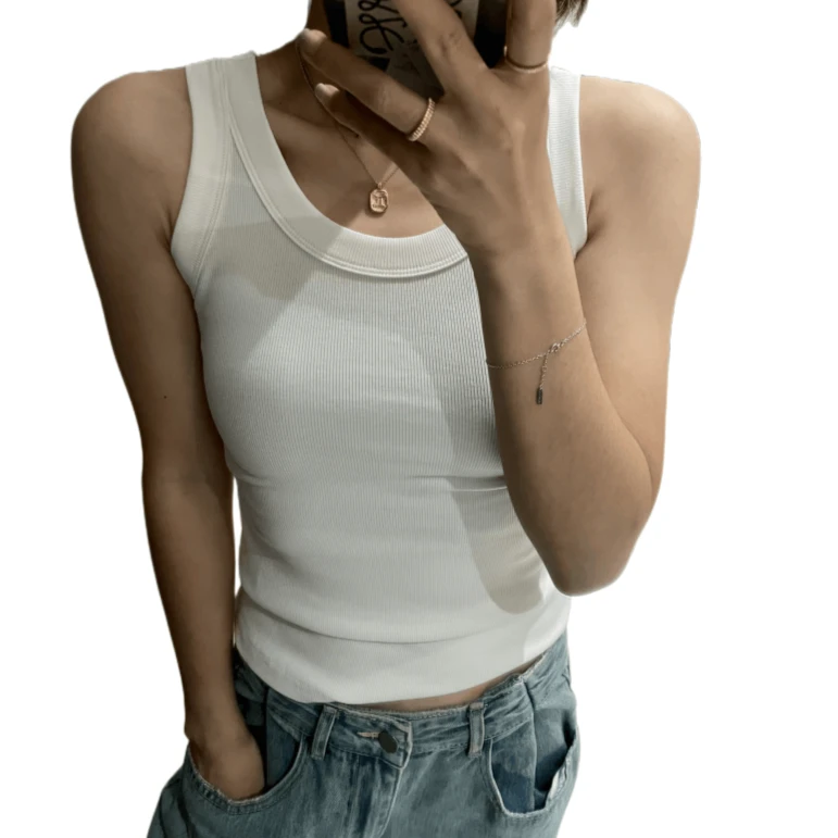 PP 家ben   螺纹宽边净版背心 百搭时尚 修身纯色紧身性感  打底