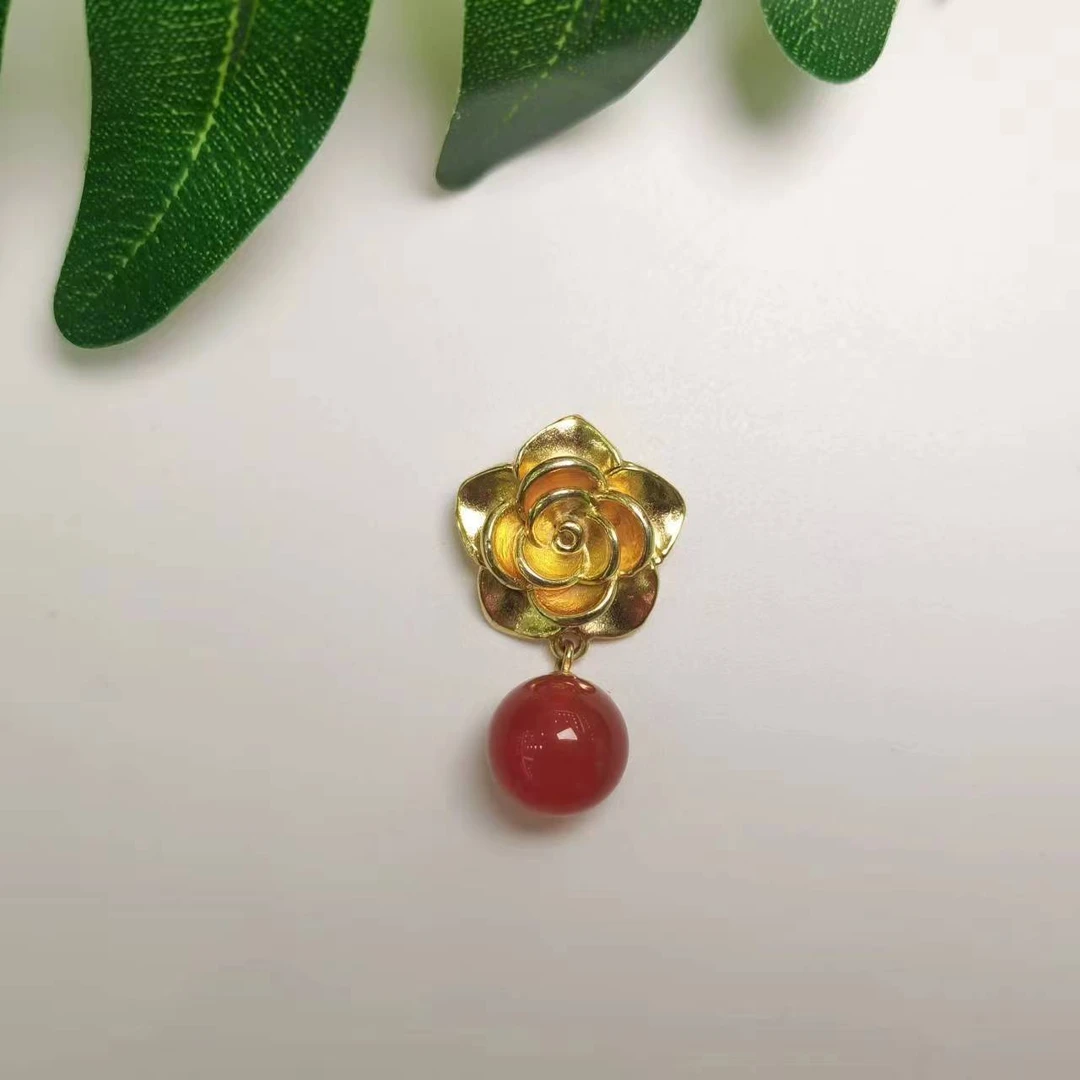 红转运珠玫瑰花吊坠赠链【多样性发其一】