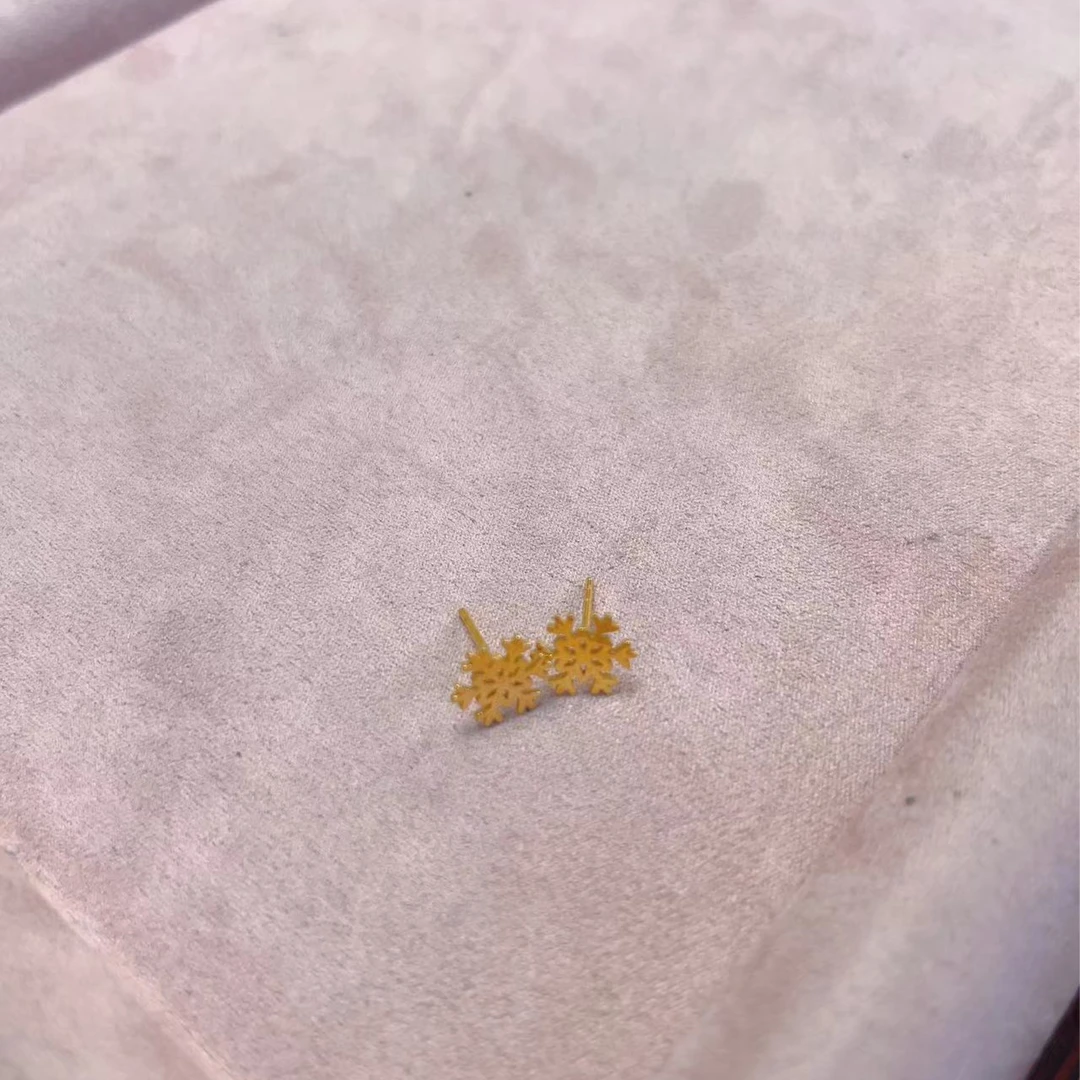 足金999 5G 精品 雪花耳钉-金金专属