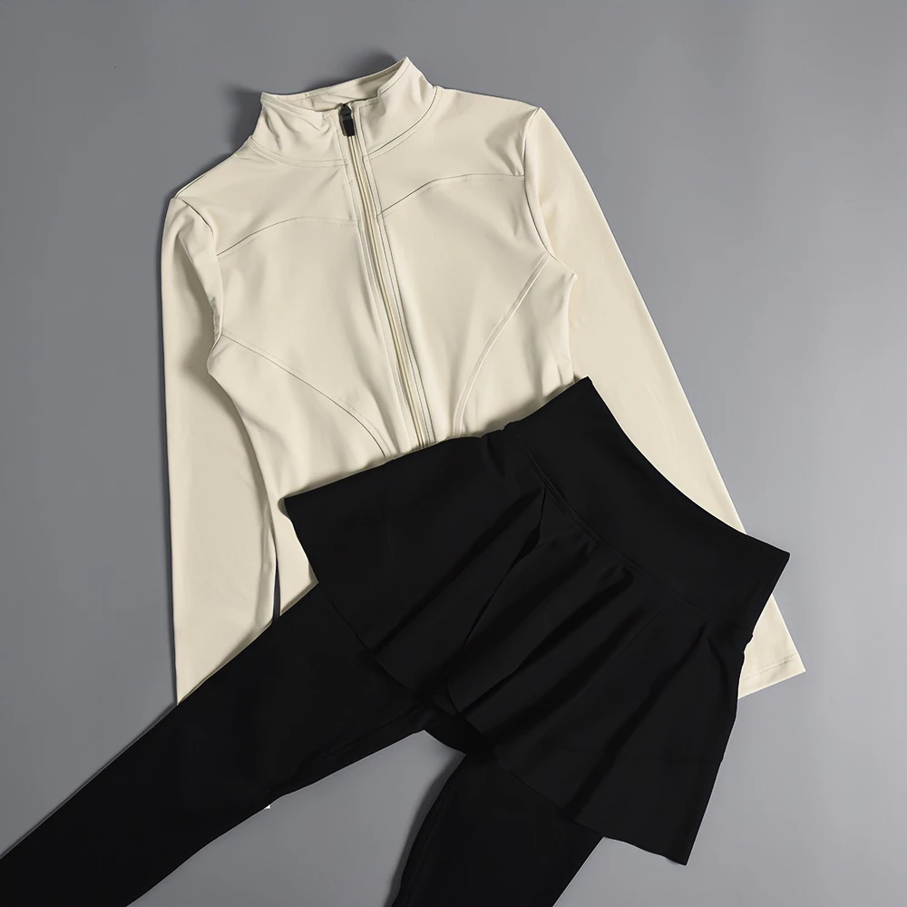 瑜伽服套装女跑步运动健身房晨跑速干修身长袖高级感普拉提训练服