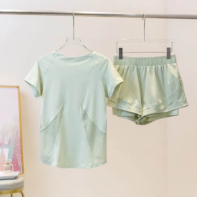 跑步运动套装女晨跑专业健身瑜伽服户外放手机2023夏季马拉松速干