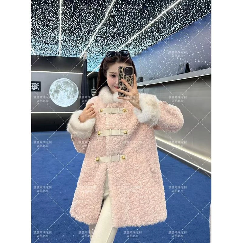 【慧慧】2024新款时尚百搭原创设计师新款女士休闲毛毛外套 F66206