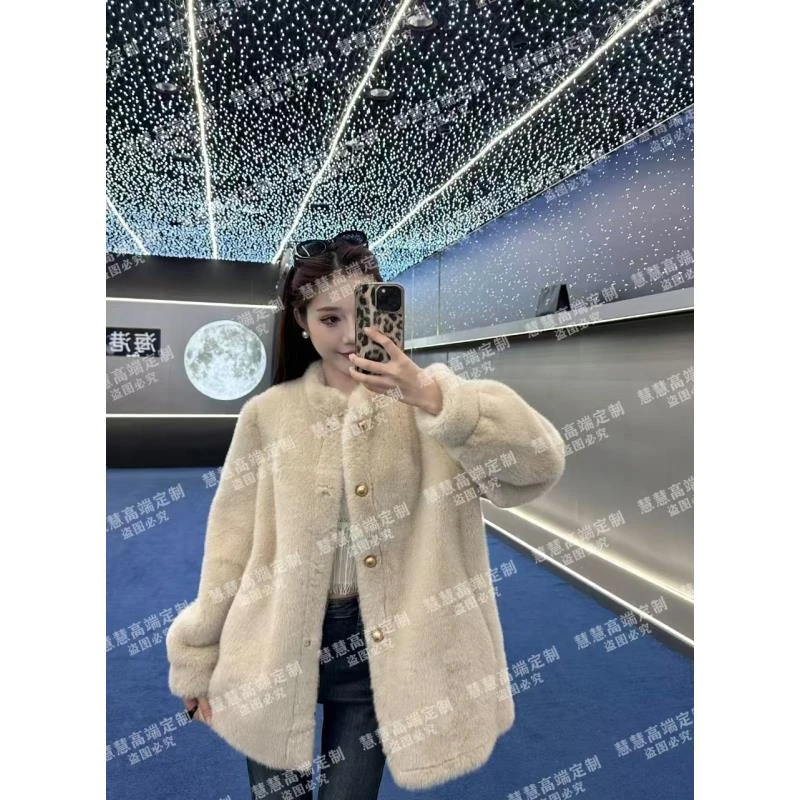 【慧慧】2024新款时尚百搭原创设计师新款毛毛外套81015欧貂