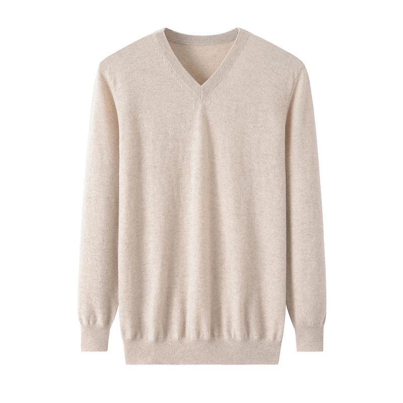 内蒙古特产羊绒衫男商务休闲V领修身百搭羊绒毛衣男