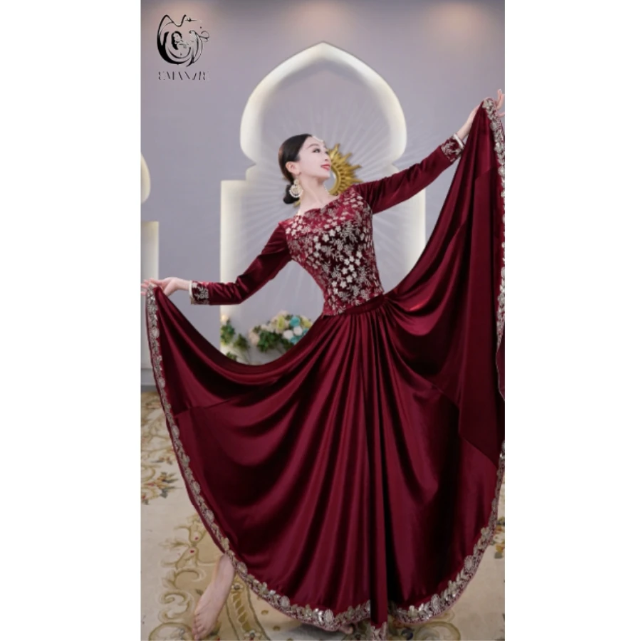 B2611依曼之舞异域风情半身裙新疆舞蹈服装720度大摆显瘦秋冬裙子