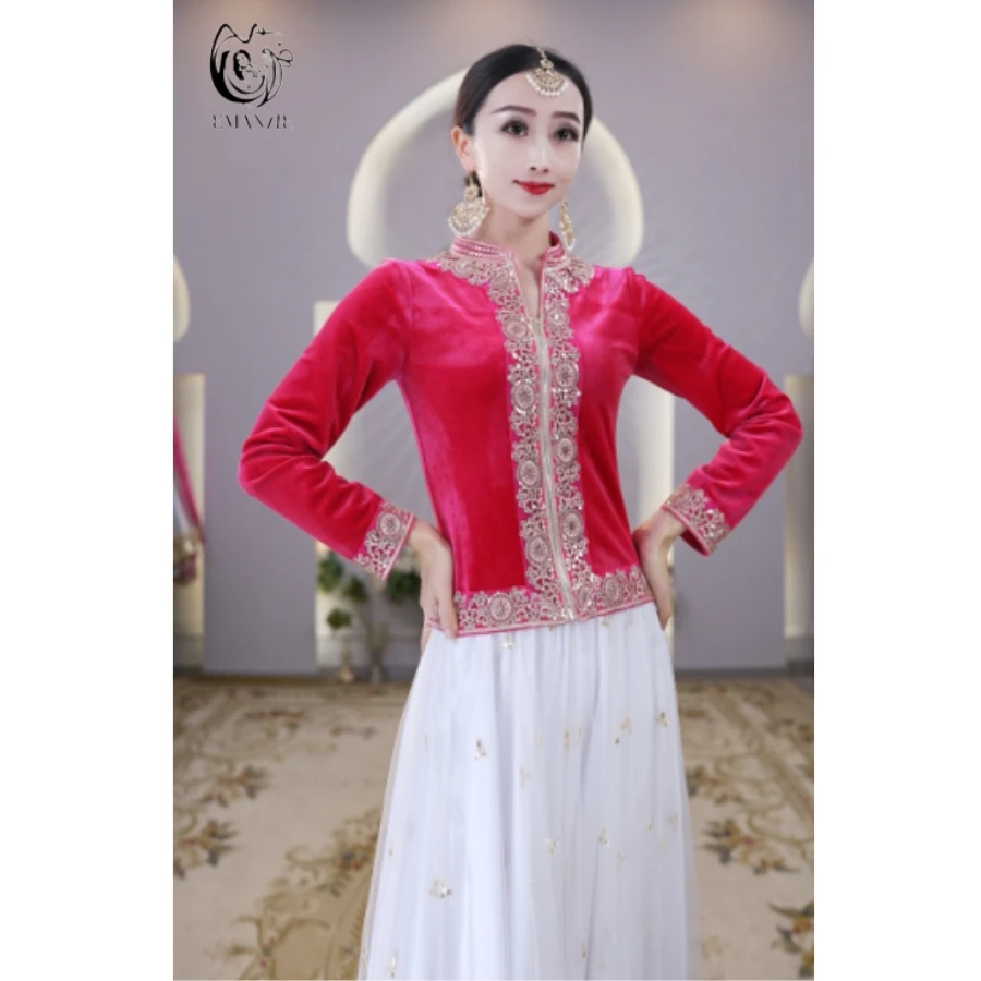 E5203依曼之舞异域风情刺绣上衣民族修身百搭跳舞新疆舞蹈服装