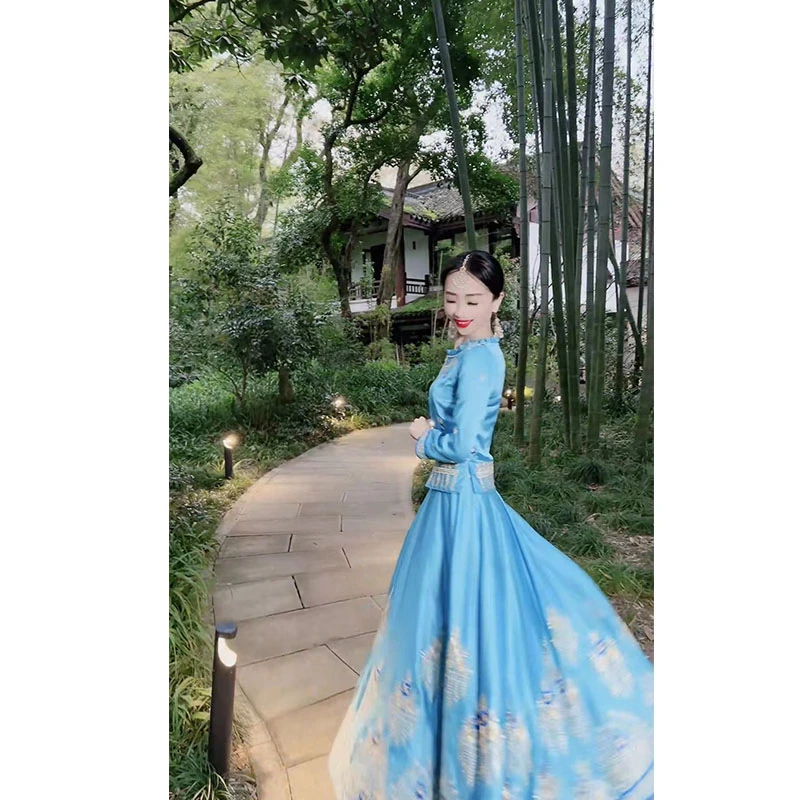 商城E368依曼印度舞新疆舞服饰定做裙子宽松中长款加厚