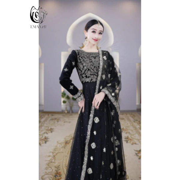 依曼之舞A8899异域风情刺绣大摆修身百搭新疆舞服服装连衣裙女装