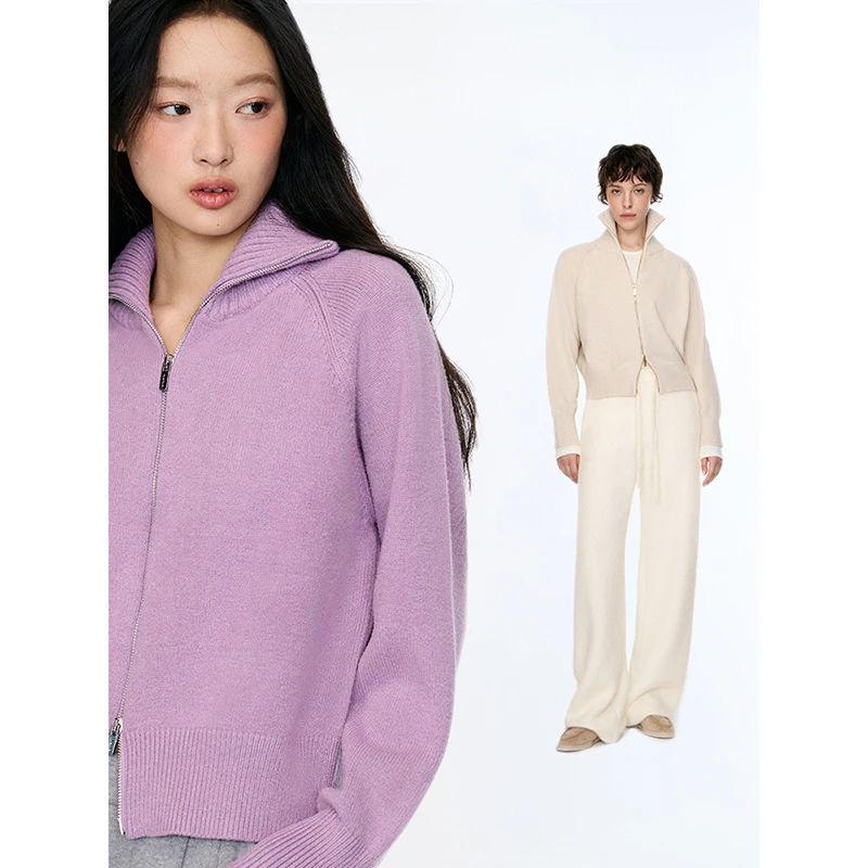 「PINPINPLUS」PP+拥抱暖云双拉链翻领轻柔绒感开衫外套 8D22861HP