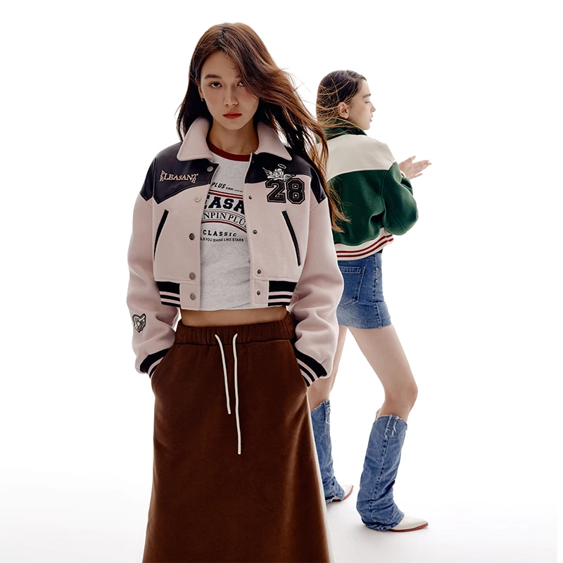 【福利】「PINPINPLUS」天使拼接棒球外套 P26D9571F