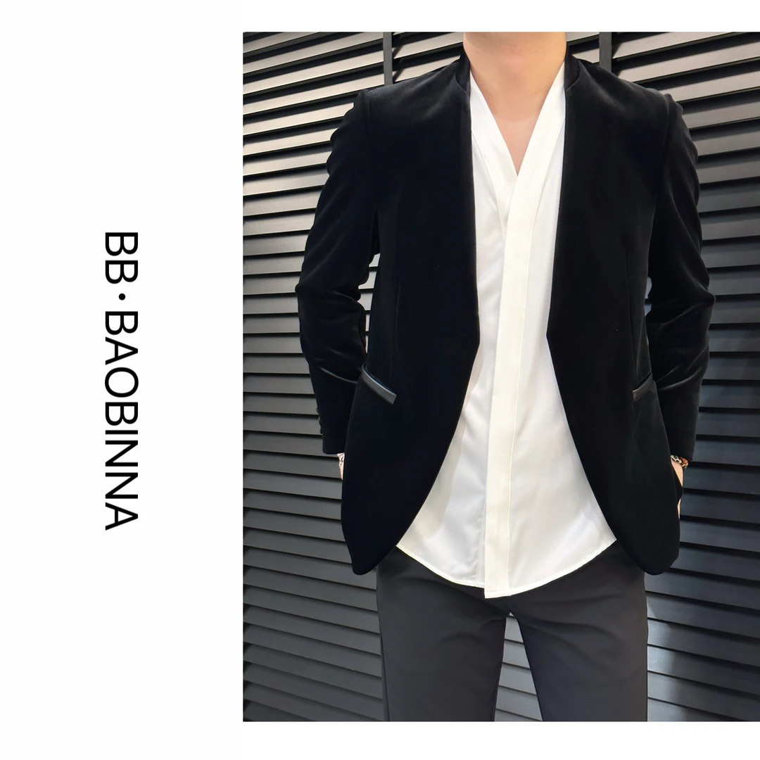 小野· 男装 | "金丝绒" 轻奢时尚百搭无领西服 90829