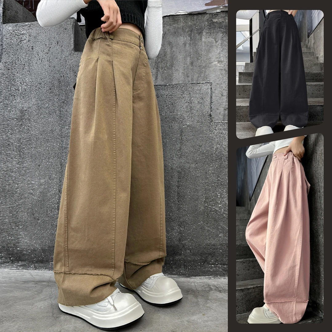 女童阔腿休闲长裤中大童6-12岁宽松洋气韩版春秋新款垂感直筒裤