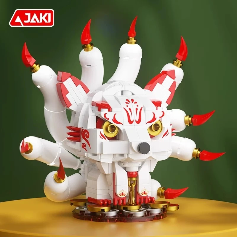 JAKI佳奇积木国潮中国风神兽新品福瑞九尾狐模型拼装玩具礼品礼物