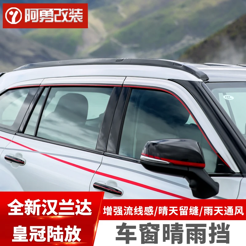 适用15-25款汉兰达皇冠陆放专用晴雨挡美观粘贴防雨时尚个性阿勇