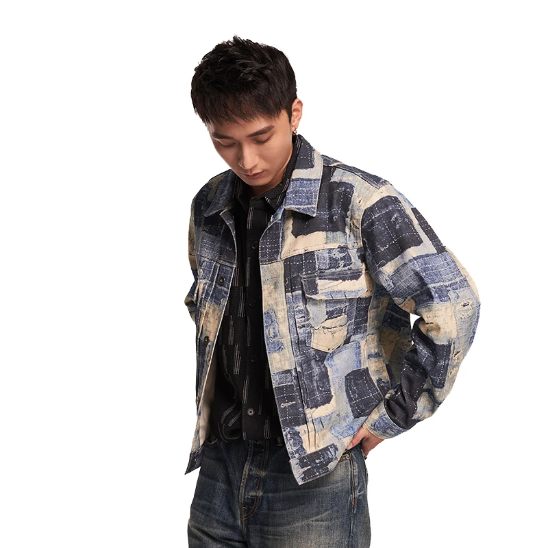 明星同款 蓝布屋13盎司复古美式经典百家布二代夹克男士外套502BR