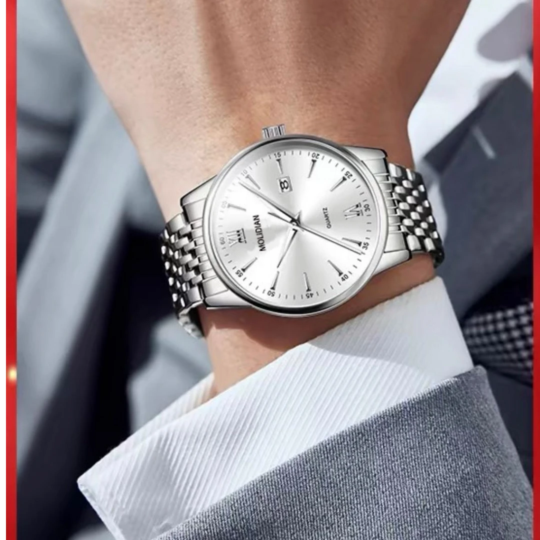 14正品摩丽典品牌全自动M69高级灰钢带全自动手表防水夜光