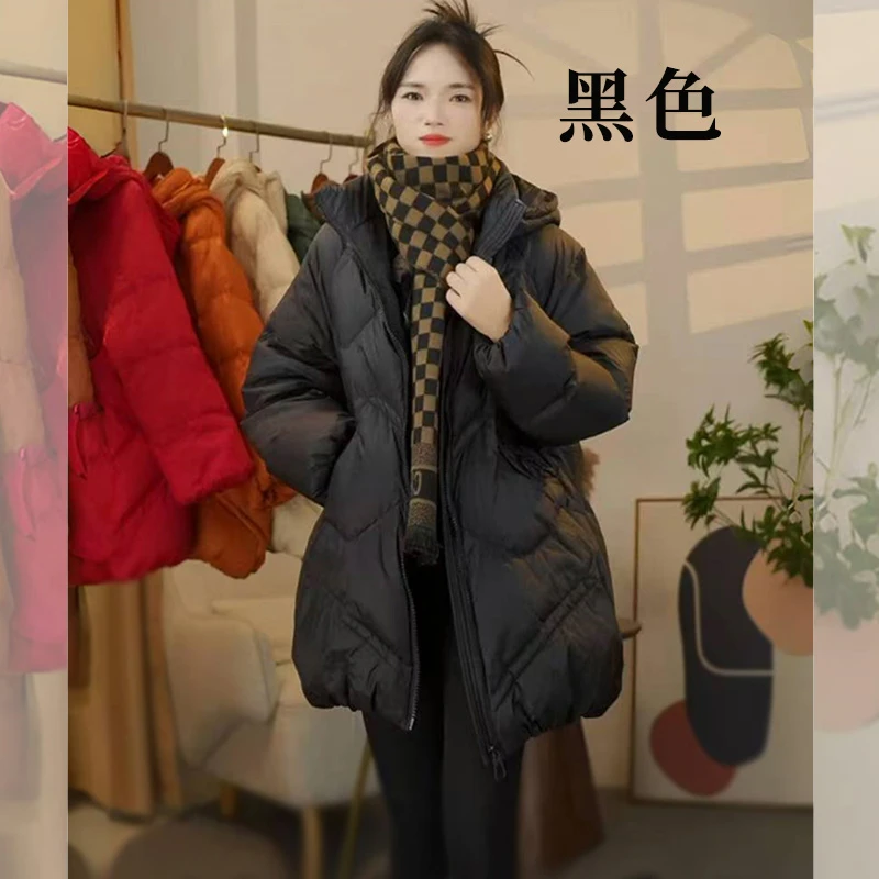 【现货清仓】优质白鸭绒保暖羽绒服大码中款加厚显瘦休闲宽松外套1