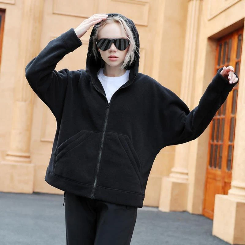 秋冬宽松连帽卫衣女款休闲开衫学生外套大码春秋运动9072R162