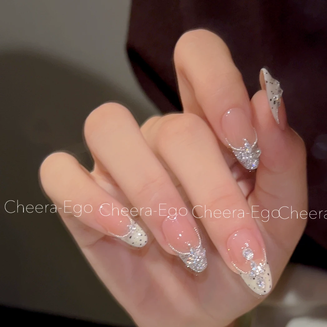 【蛋壳纹】Cheer-ego纯手工猫眼法式冰透高品质穿戴甲C380（预售）