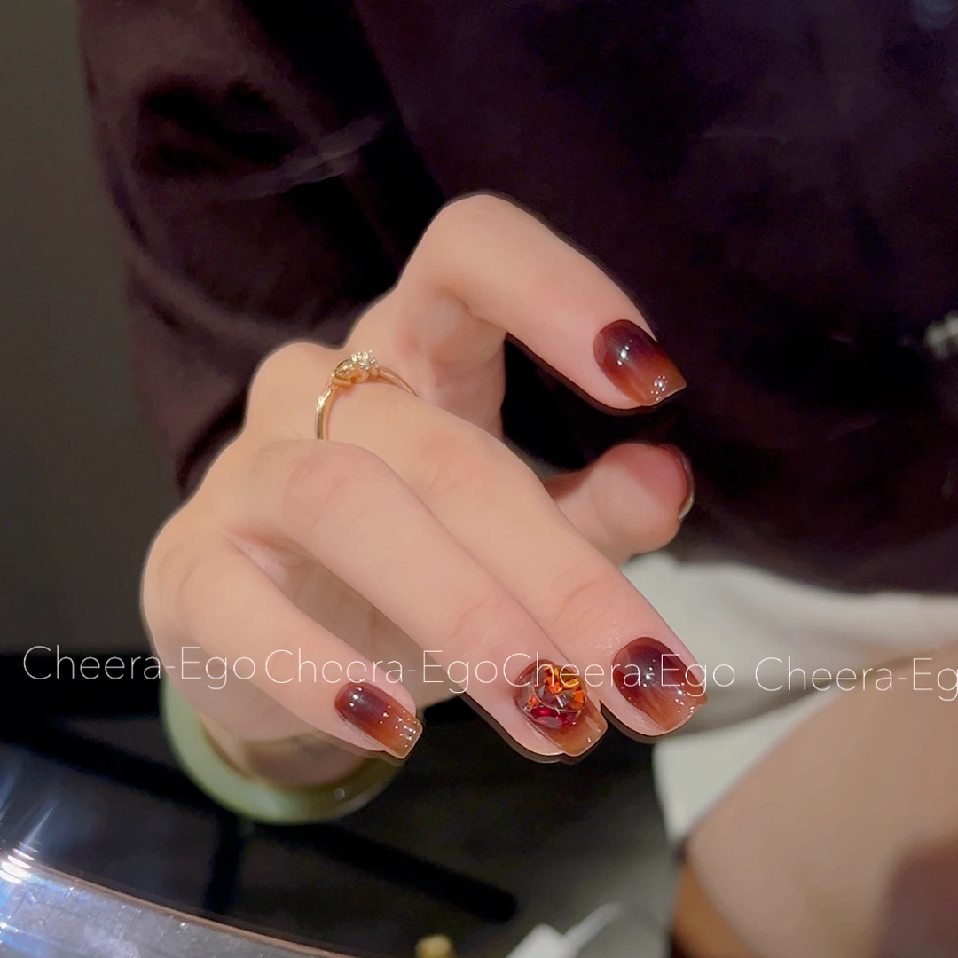 【老钱风】Cheer-ego纯手工猫眼法式冰透高品质穿戴甲C382（预售）