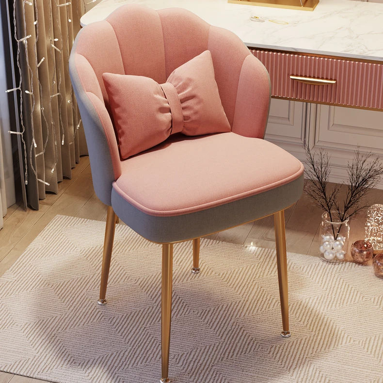 化妆椅家用女生卧室花瓣椅子靠背轻奢高级简约书桌美甲梳妆台凳子
