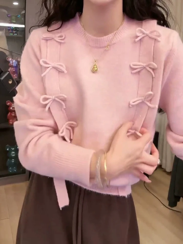 时尚减龄针织衫女圆领秋冬打底衫ins外穿毛衣洋气上衣百搭毛衫