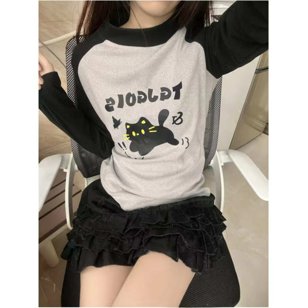 宝宝推荐-超好看黑灰插肩半高领修身保暖磨毛长袖女2024秋冬上衣