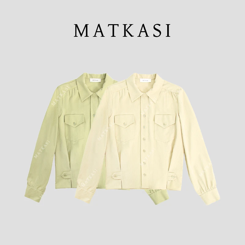 MATKASI 收腰设计纯色口袋层次感个性气质衬衫