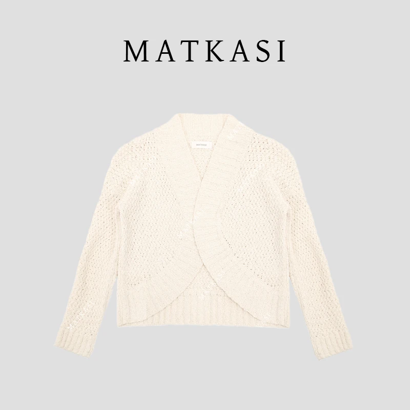 MATKASI 镂空纯色精致感百搭披肩式针织衫