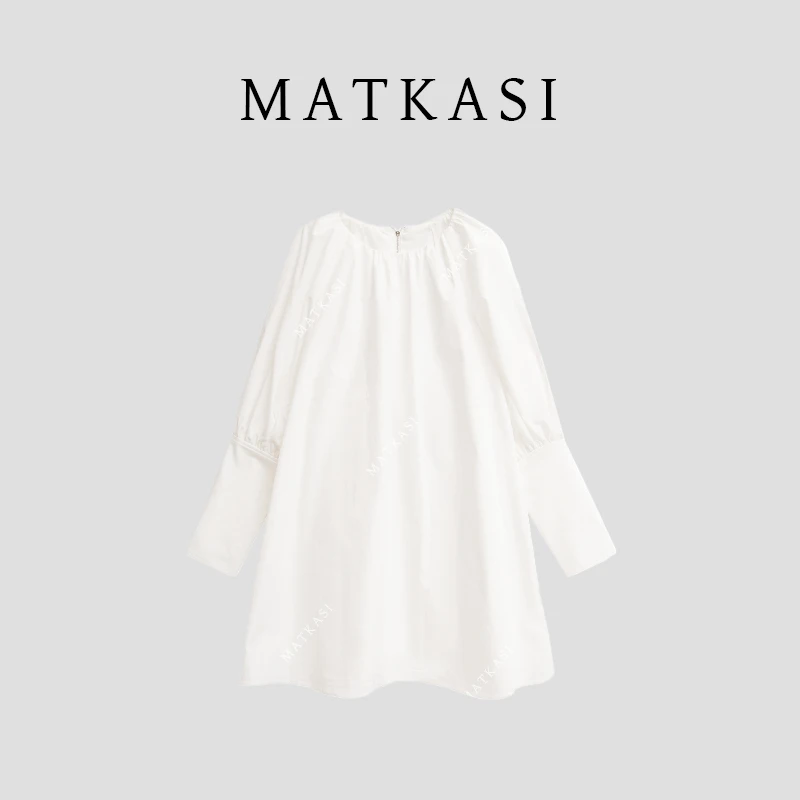 MATKASI 小众设计长袖百搭轻奢风A字版连衣裙
