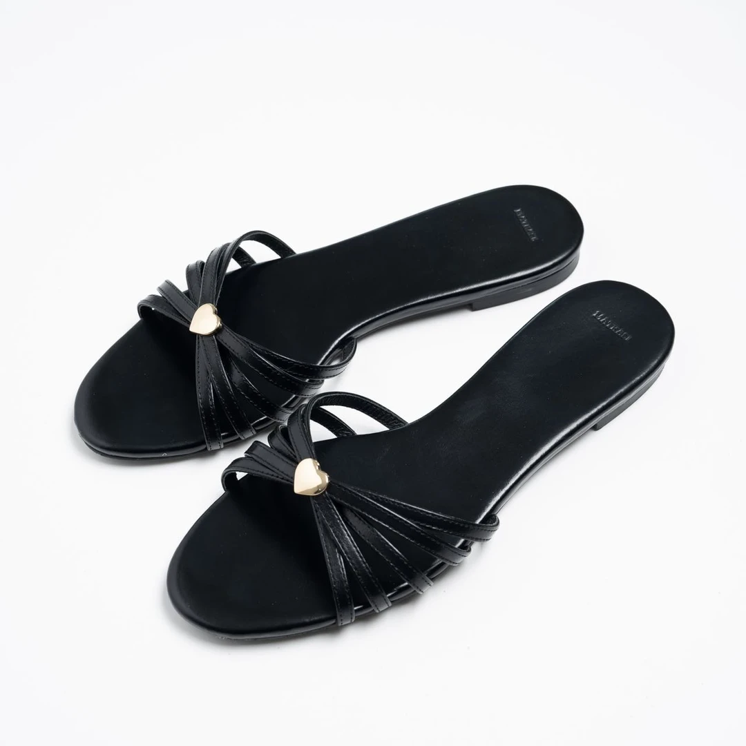 MATKASI 拖鞋 爱心编织平跟法式风慵弛感拖鞋