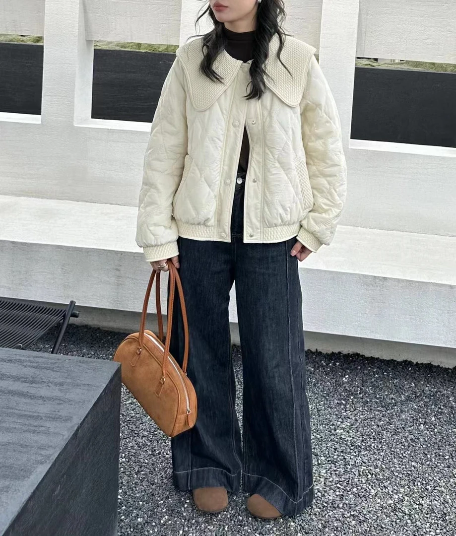 邹先生212-30棉衣外套秋冬菱格设计感纯色短款韩版