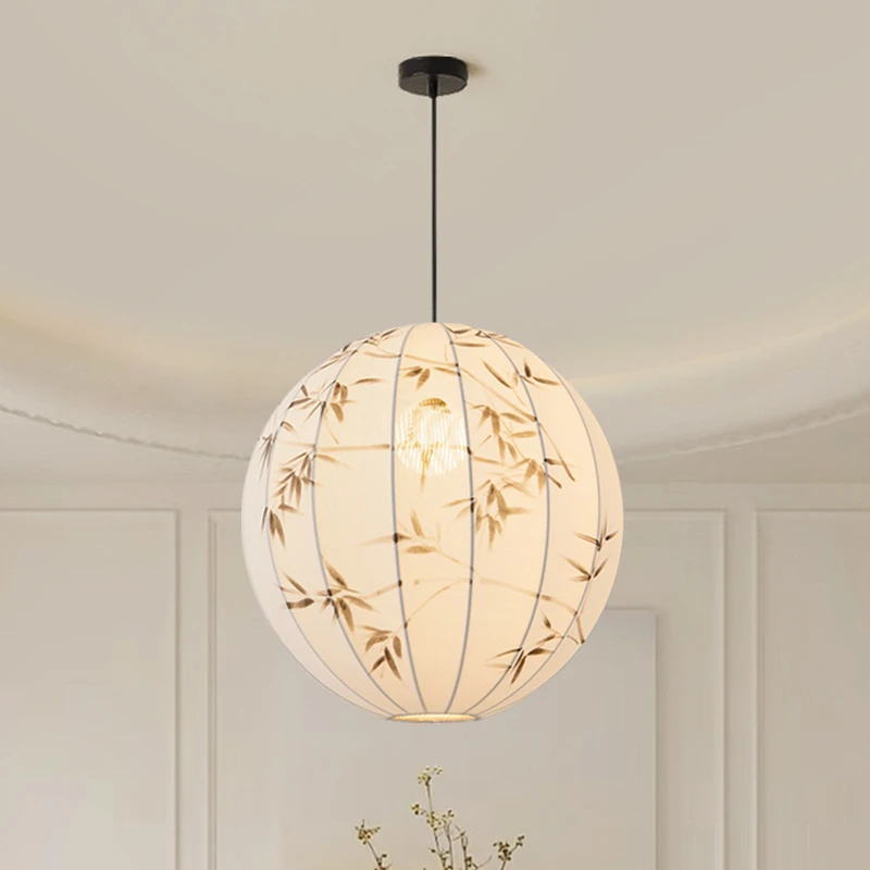 新中式布艺餐厅吊灯日式中古风卧室书房禅意中国风民宿吧台茶室灯