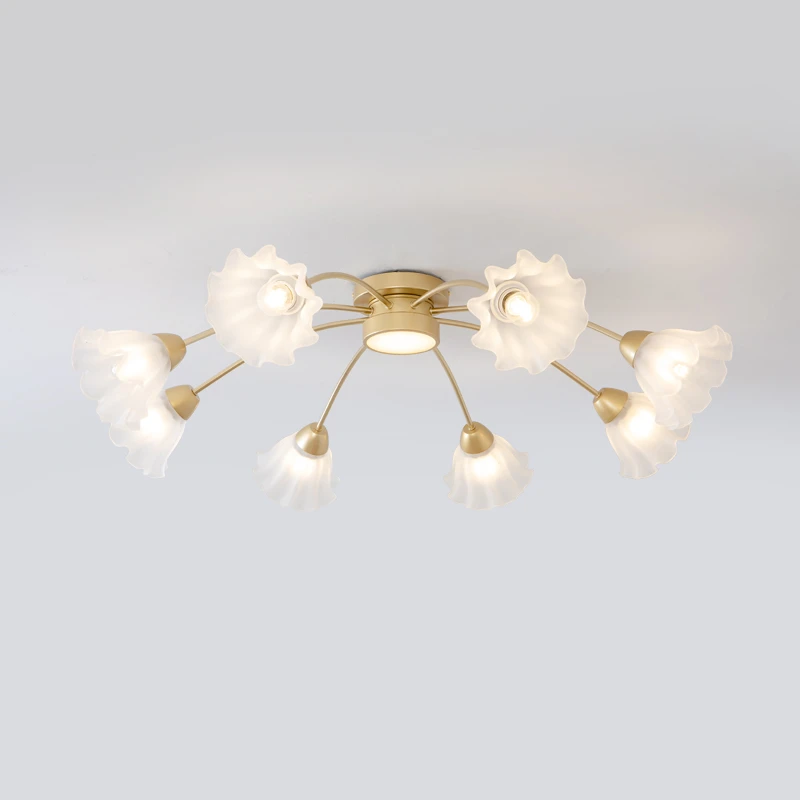 北欧客厅主灯简约现代轻奢美式浪漫花朵玻璃大气主卧室餐厅吸顶灯