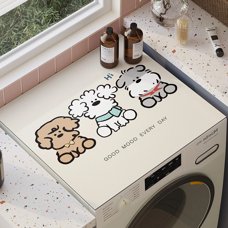 滚筒洗衣机防尘罩垫布冰箱盖布吸水防晒盖垫子硅藻泥洗衣机盖垫